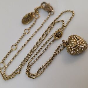 Juicy Couture Y2K Gold Tone  Heart Pendant Necklace Dainty Style